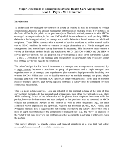 Major Dimensions of Managed Behavioral Health Care