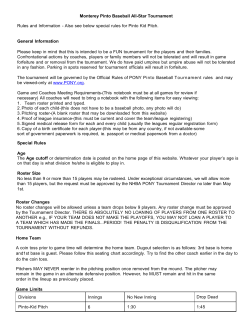 Monterey Pinto Baseball All-Star Tournament Rules