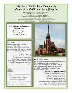 St. Patrick`s Catholic Community Comunidad Católica de San Patricio