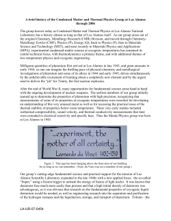 Brief History of the Condensed Matter and Thermal Physics Group at