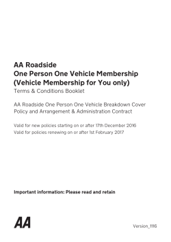 AA Roadside One Person One Vehicle Membership (Vehicle