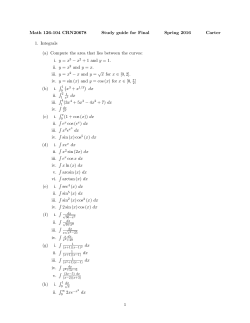 Math 126-104 CRN20678 Study guide for Final Spring 2016 Carter