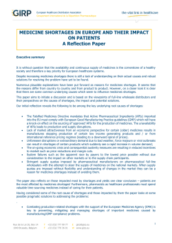 MEDICINE SHORTAGES IN EUROPE AND THEIR IMPACT