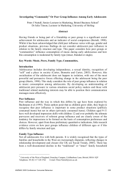 Investigating “Community” Or Peer Group Influence Among Early