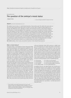 The question of the embryo`s moral status