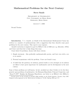 Mathematical Problems for the Next Century1