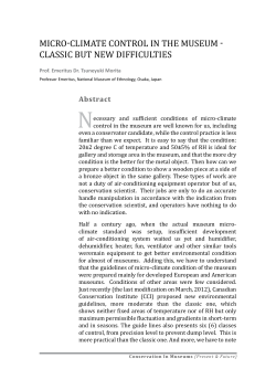 Micro-cliMate control in the MuseuM