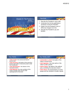 Chapter 13: The Presidency Section 1 Chapter