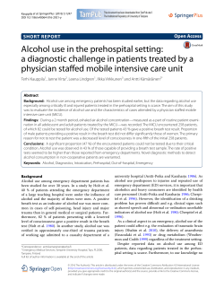 Alcohol use in the prehospital setting: a diagnostic