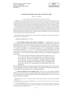 SCHWARZ METHODS OVER THE COURSE OF TIME&lowast; To the