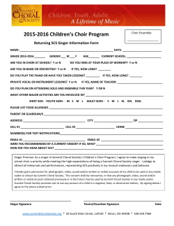 2015-2016 Children`s Choir Program
