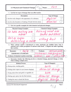 3 3 Physical and Chemical Changes Key