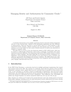 Managing Identity and Authorization for Community Clouds
