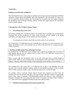 CHAPTER I FOREIGN EXCHANGE MARKETS The international