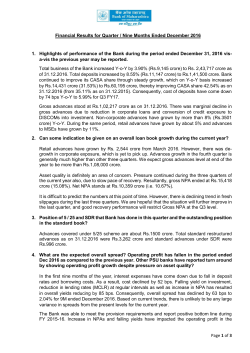 Page 1 of 3 Financial Results for Quarter / Nine Months Ended