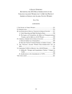 Revisiting the 2013 Reauthorization of the Violence Against Women
