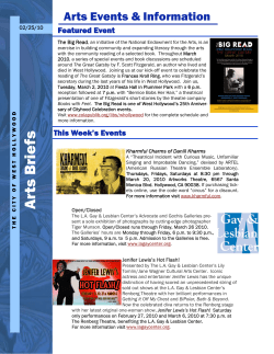 Arts Briefs - City of West Hollywood