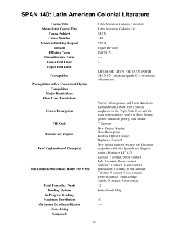 SPAN 140: Latin American Colonial Literature