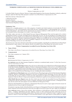 EXERCISE PHYSIOLOGY FEES ORDER 2016