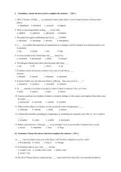 I. Vocabulary: choose the best word to complete the sentence. (26