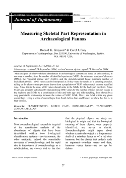Measuring Skeletal Part Representation in Archaeological Faunas