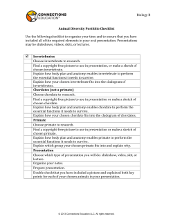 Animal Diversity Portfolio Checklist