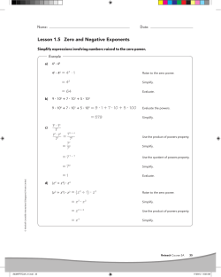 Lesson 1.5 Zero and Negative Exponents &sdot; &sdot;