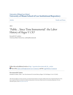 the Labor History of Hague V. CIO - University of Miami School of