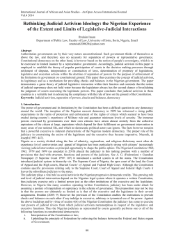 Rethinking Judicial Activism Ideology: the Nigerian Experience of