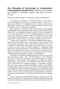 The Changing of Knowledge in Composition: Contemporary