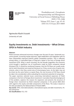 Equity Investments vs. Debt Investments &ndash; What Drives OFDI in