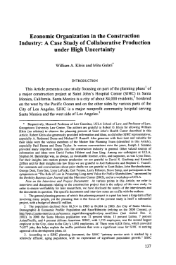 Economic Organization in the Construction Industry