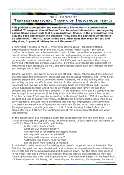 TransgeneraTional Trauma of indigenous people