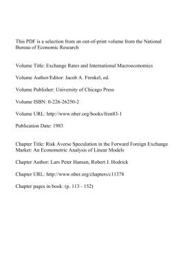 Risk Averse Speculation in the Forward Foreign Exchange Market