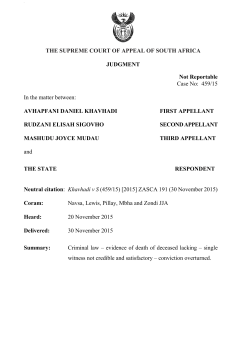 THE SUPREME COURT OF APPEAL OF SOUTH AFRICA