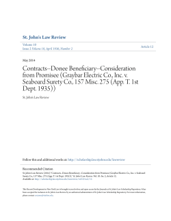 Contracts--Donee Beneficiary--Consideration from Promisee