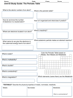 Unit 03 Study Guide: The Periodic Table