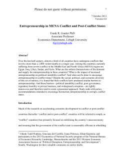Please do not quote without permission. Entrepreneurship in MENA