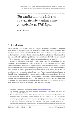 The multicultural state and the religiously neutral