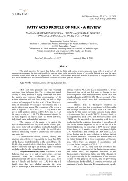 FATTY ACID PROFILE OF MILK - A REVIEW