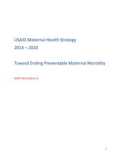 USAID Maternal Health Strategy 2014 &ndash; 2020 Toward Ending