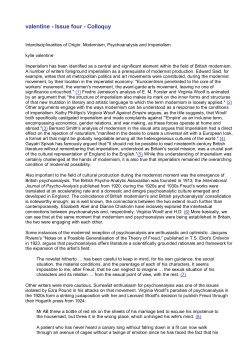 Modernism, Psychoanalysis and Imperialism