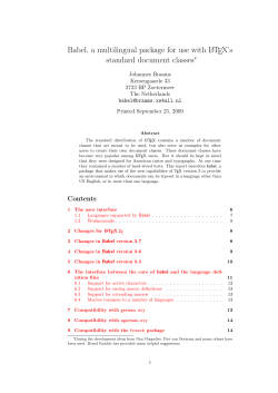 Babel, a multilingual package for use with LaTeX`s standard