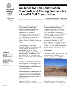 Guidance for Soil Construction Standards and Testing Frequencies