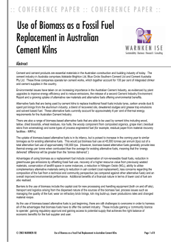 Use of Biomass as a Fossil Fuel Replacement in