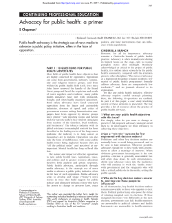 Advocacy for public health: a primer