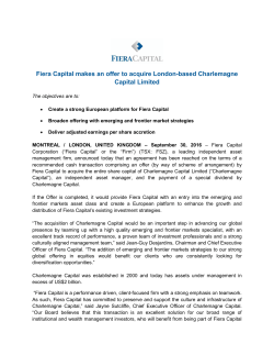 Fiera Capital makes an offer to acquire London