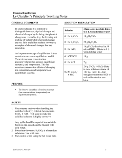 Le Chatelier`s Principle Teaching Notes