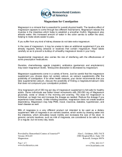 Magnesium for Constipation - Hemorrhoid Centers of America