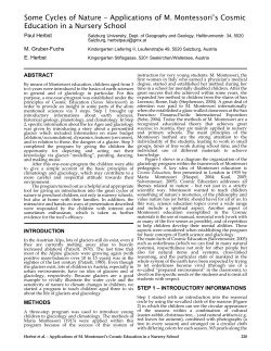 Some Cycles of Nature - Applications of M. Montessori`s Cosmic